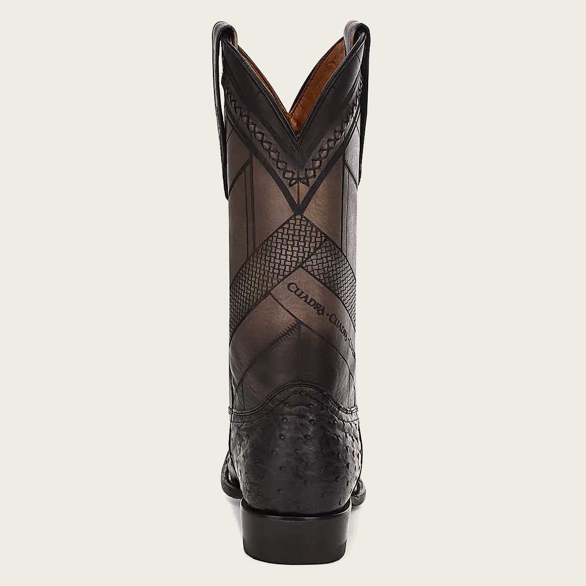 Engraved ostrich leather western boot