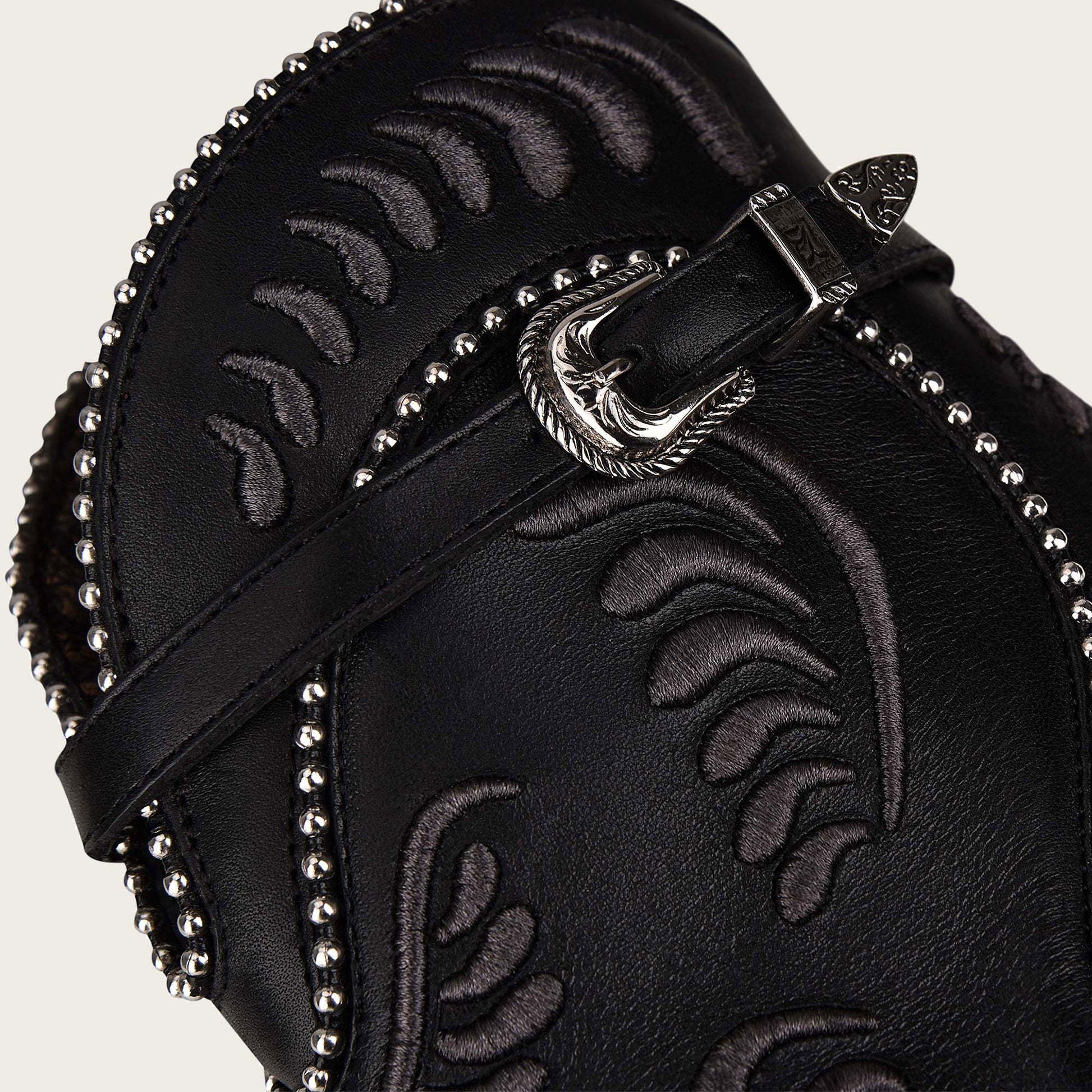 Honey leather embroidered handbag, Austrian crystals - BOD07RS - Cuadra Shop