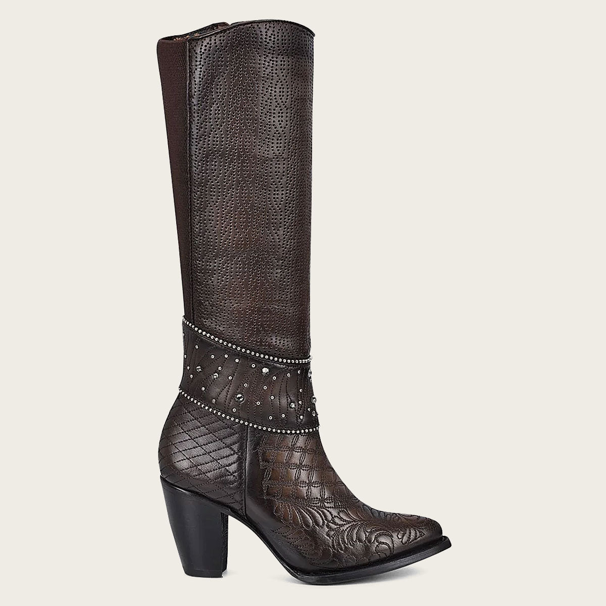Dark brown leather high boots, Dark brown - 3F80RS - Cuadra Shop