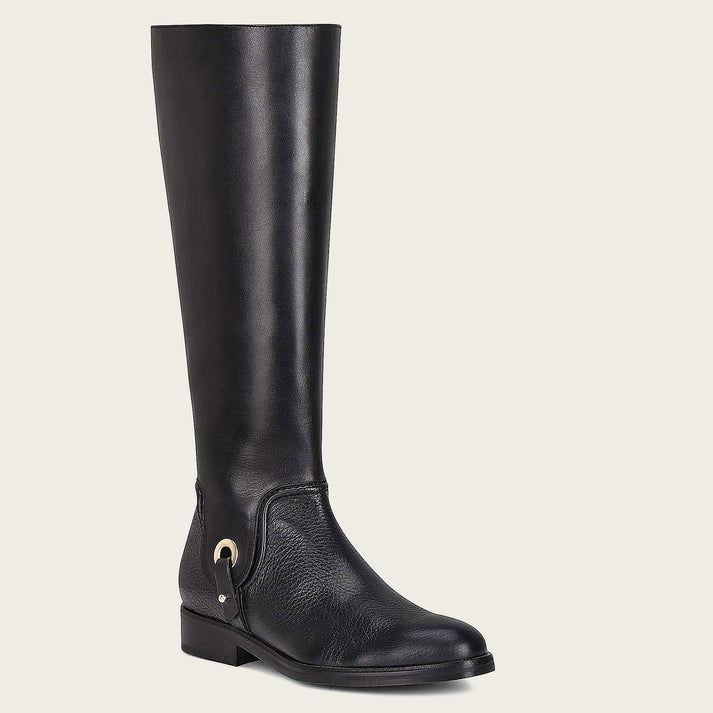 Hand-painted black leather riding boot - 45TVNTS - Cuadra Shop