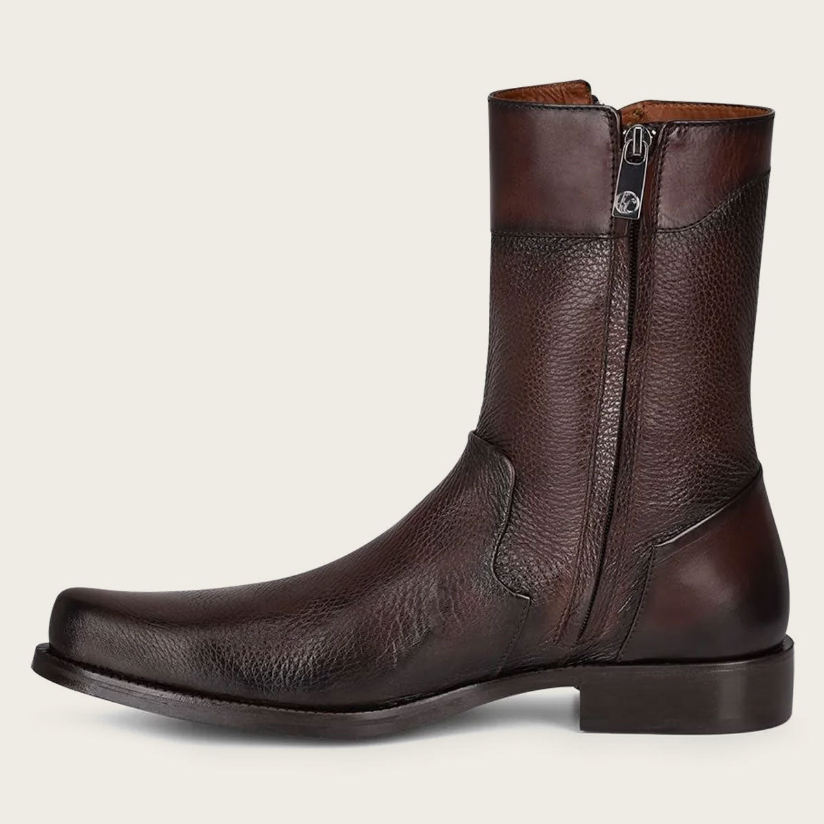 Hand-painted dark brown leather boot - a unique and stylish addition to your footwear collection