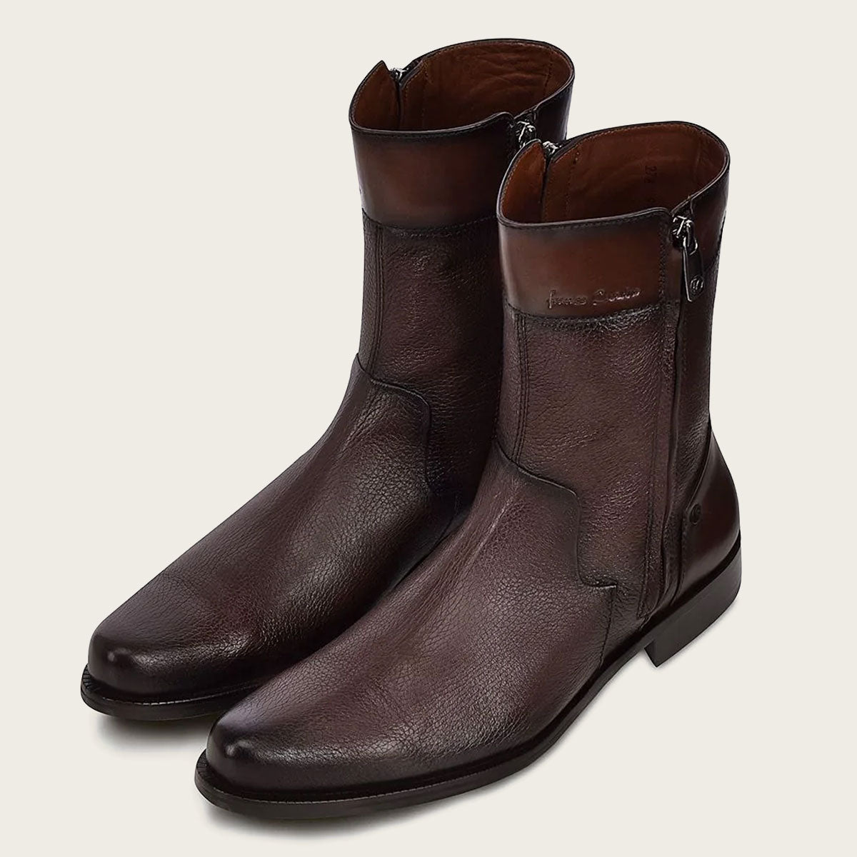 Hand-painted dark brown leather boot - a unique and stylish addition to your footwear collection