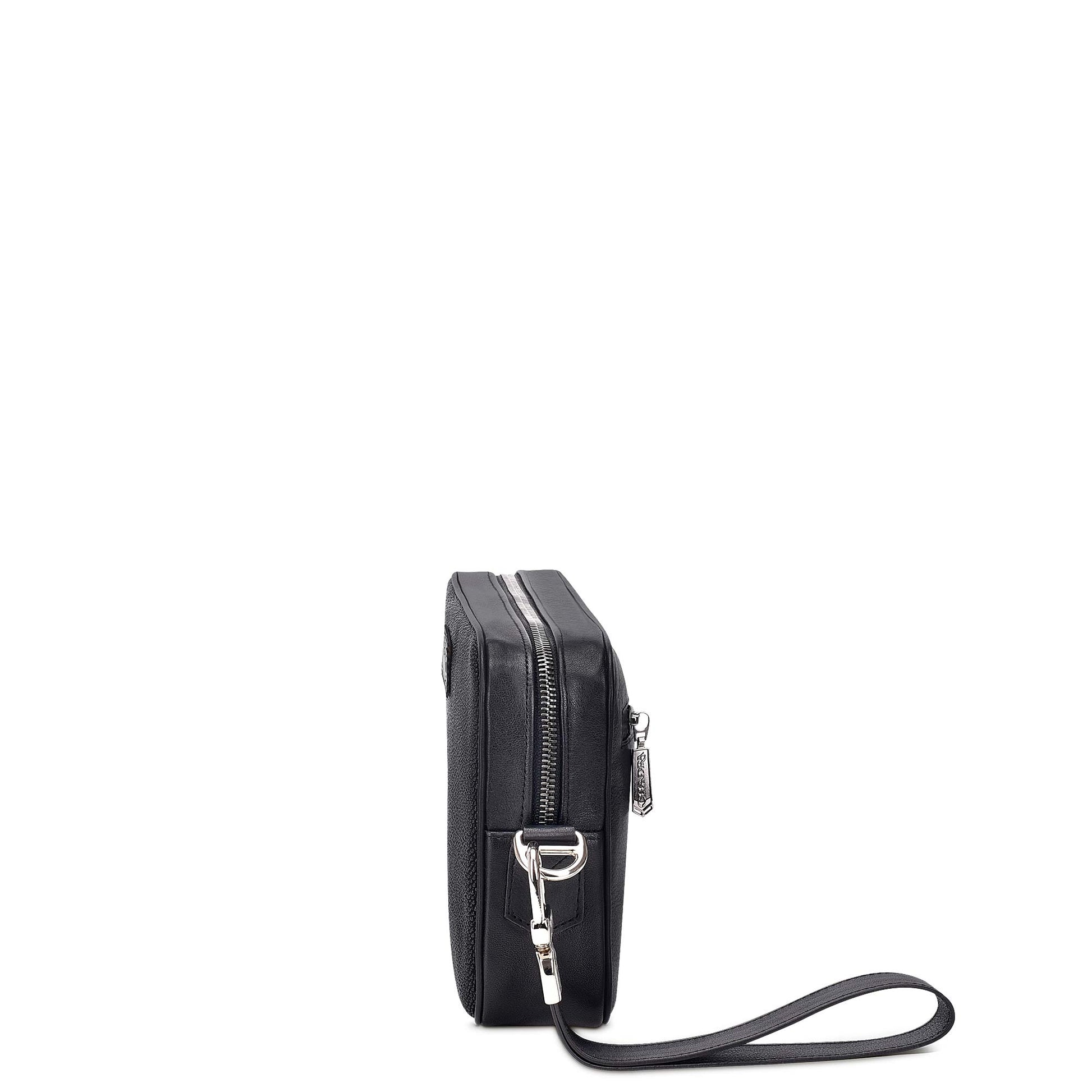 Black Exotic leather shoulder bag, handmade - BOC04FU - Cuadra Shop