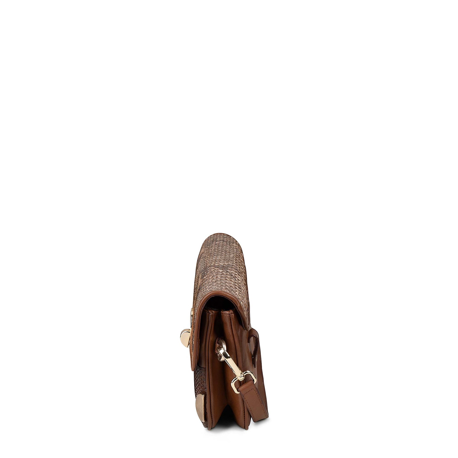 Studded brown leather crossbody bag - BOD30MA - Cuadra Shop