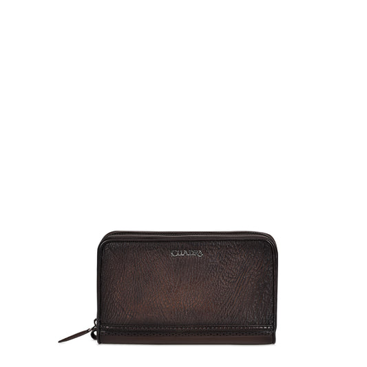 Brown exotic leather document bag