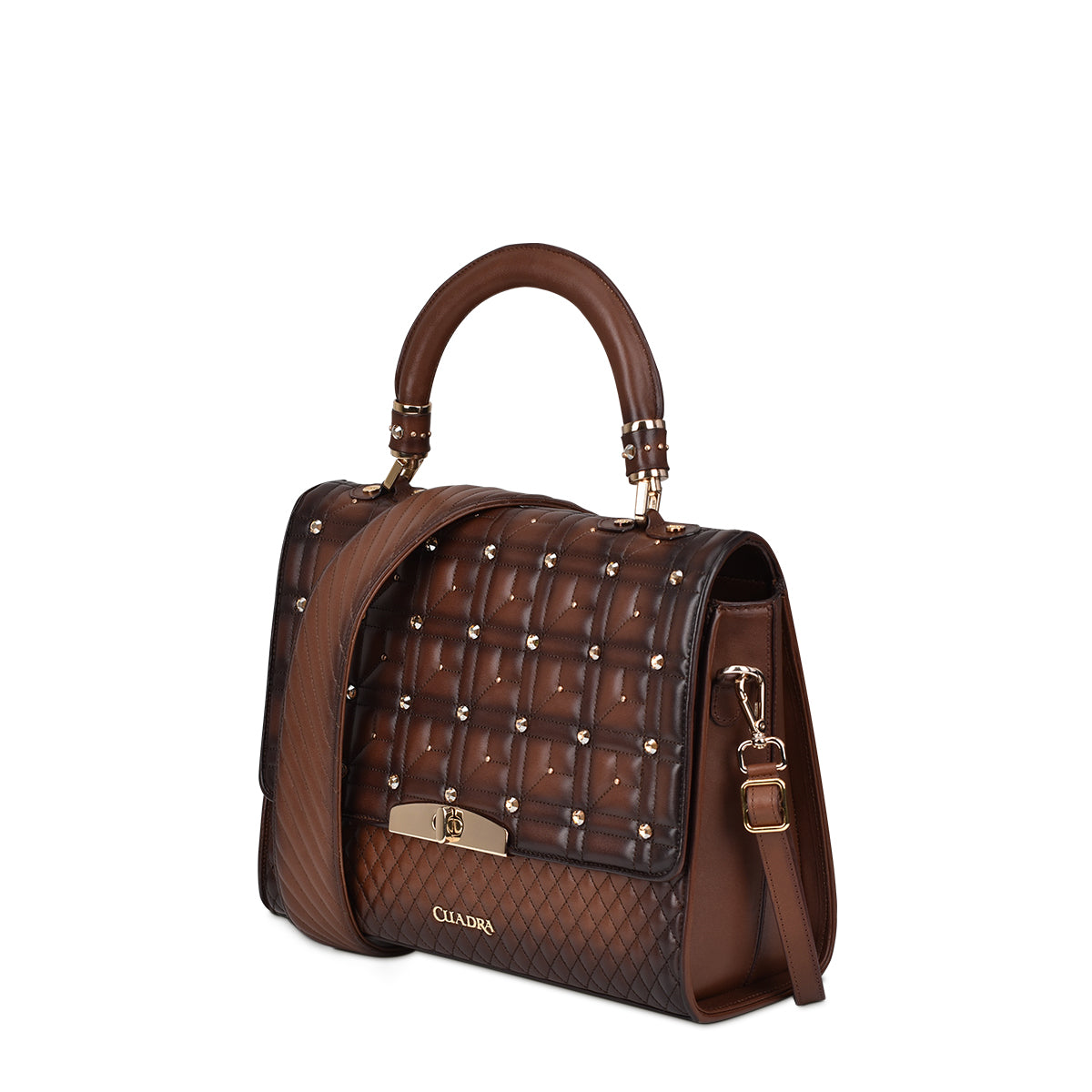 the bag has a secure closure with a sturdy metal clasp and magnets