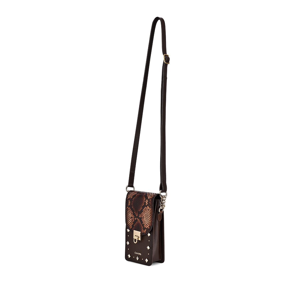 Brown exotic leather cell phone bag