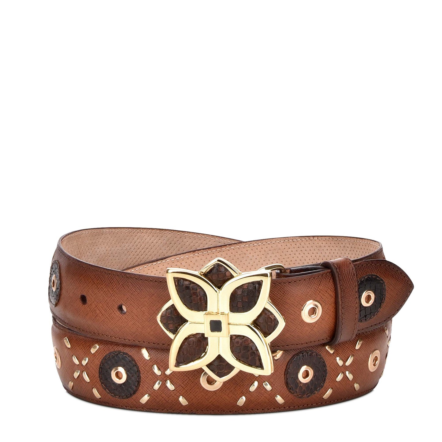Handwoven honey leather belt