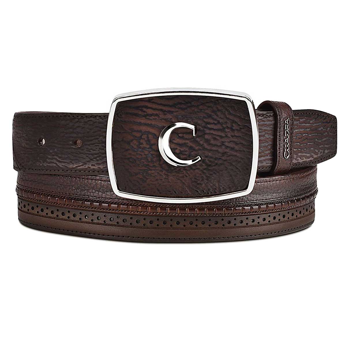 Dark Brown Perforated Cowboy Belt 2