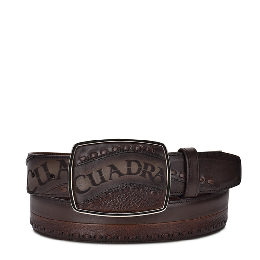 Hand-painted chocolate brown leather western belt