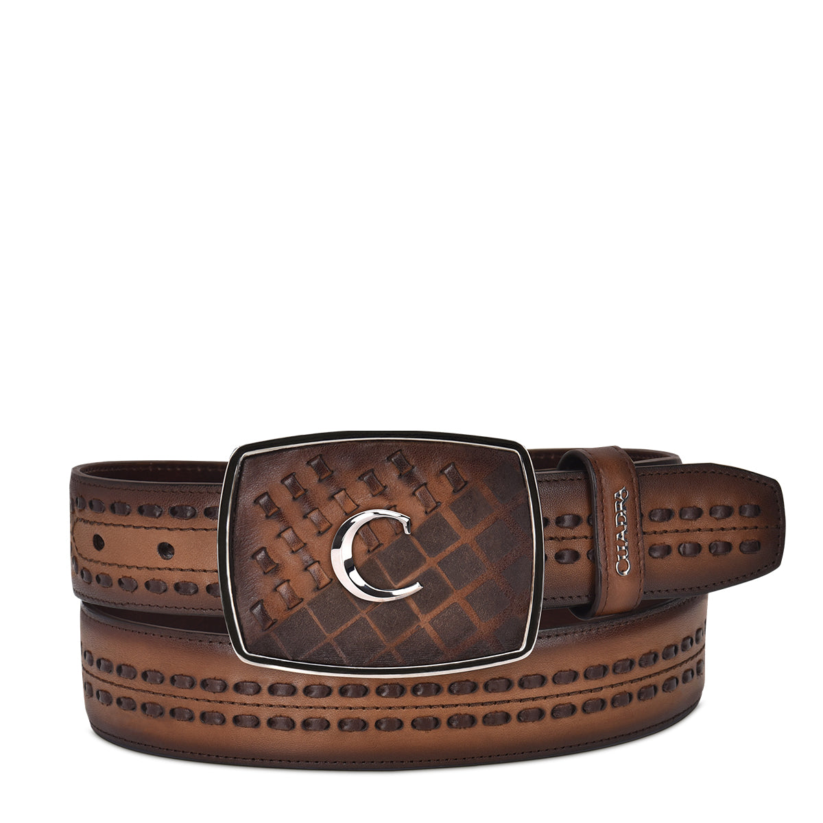 Hand-painted engraved honey western leather belt