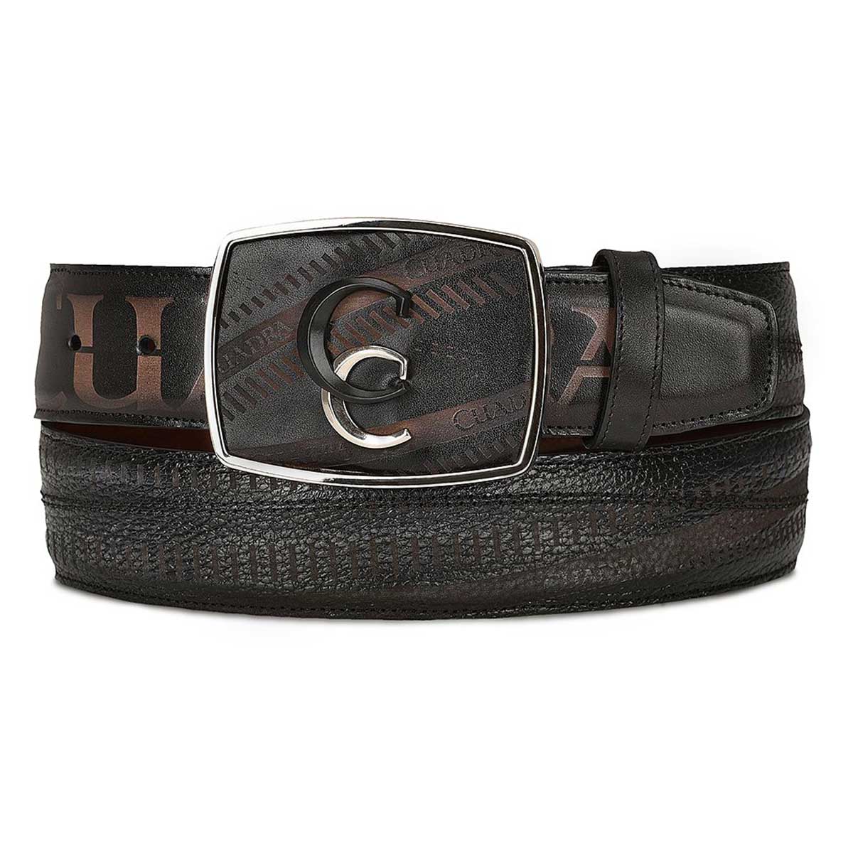 Hand-painted grey leather western belt for men - CV494RS - Cuadra Shop