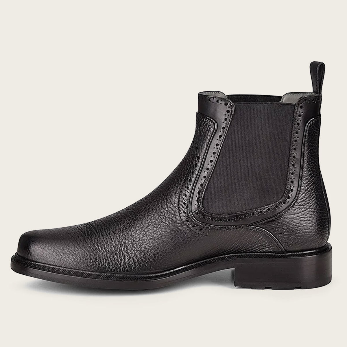 Black deer leather chelsea boots