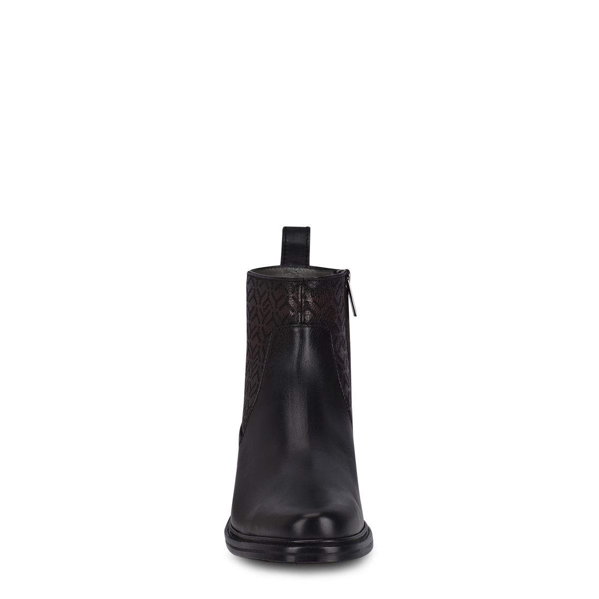 Engraved hand-painted black leather chelsea boots
