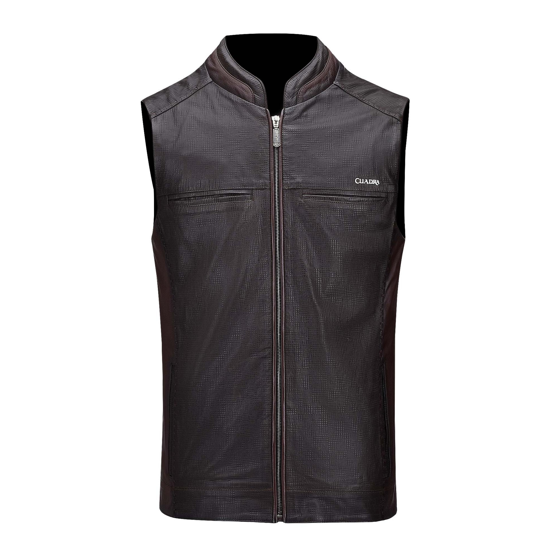 Engraved reversible leather vest