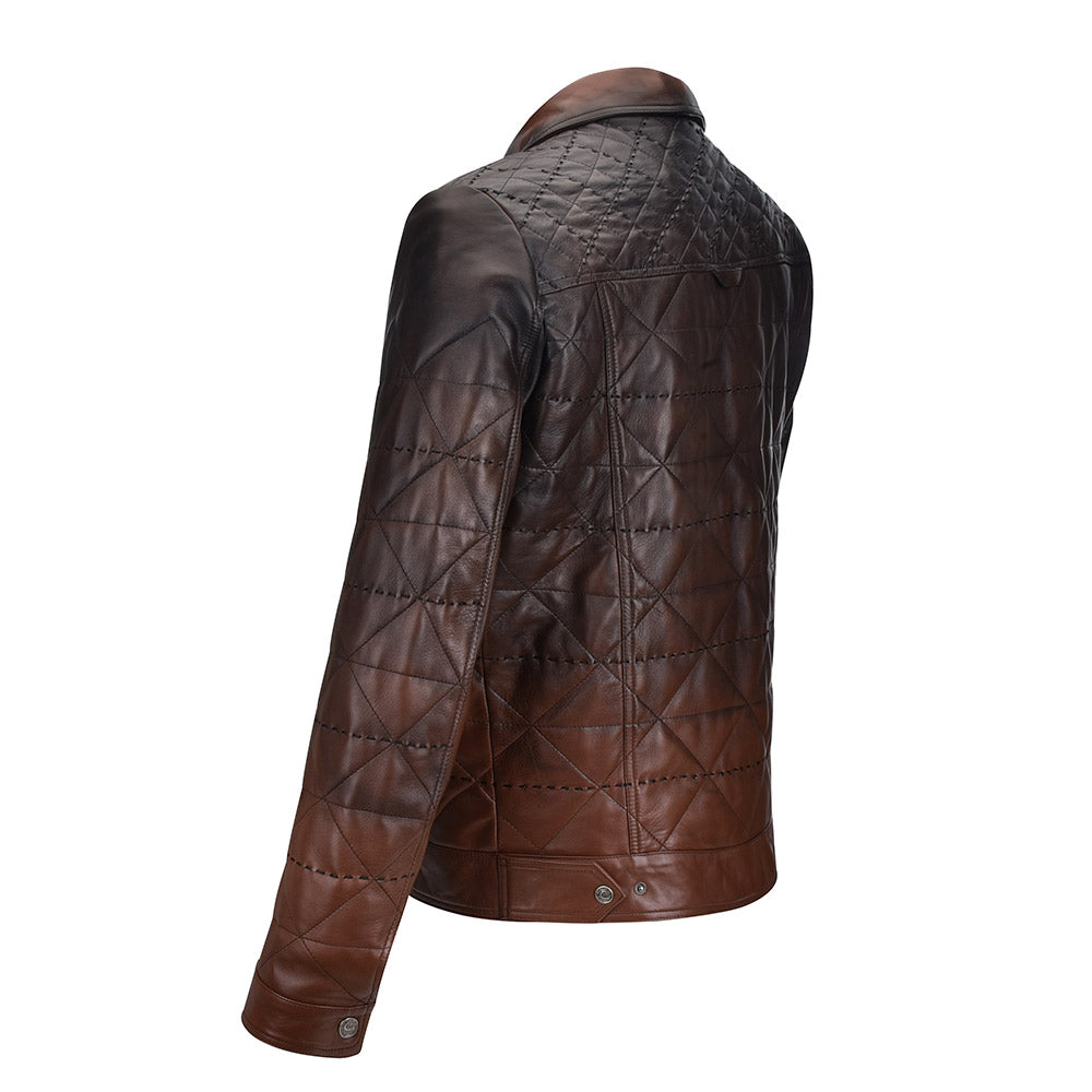 Faded brown leather with quilted texture