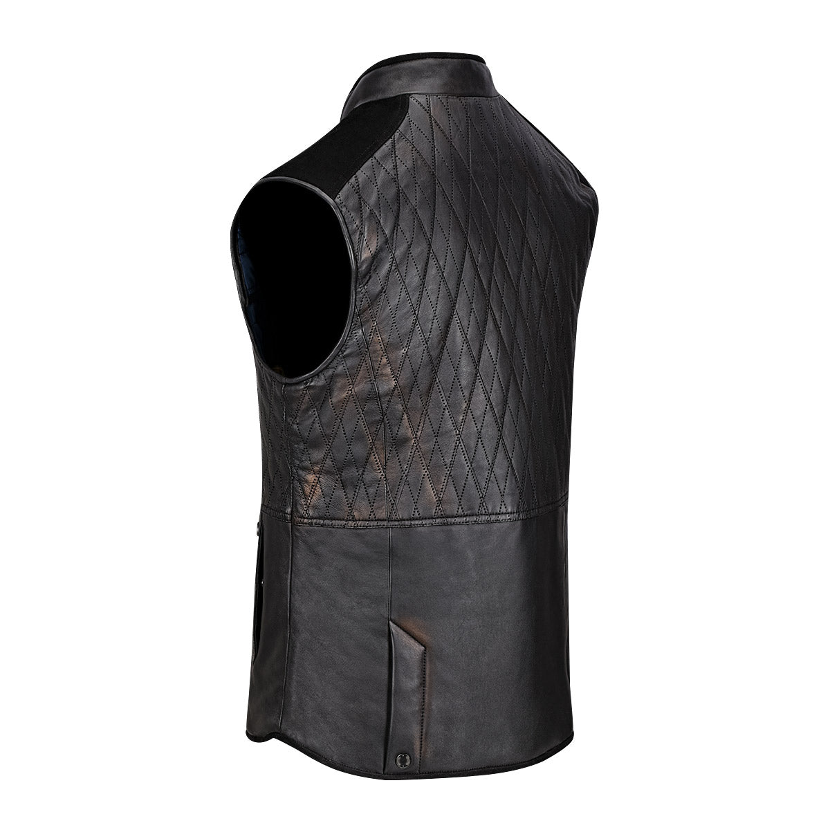 Mens doble view black leather vest