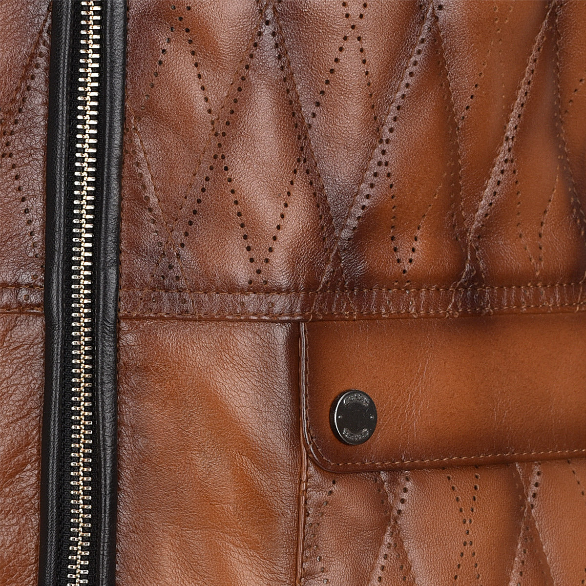 Mens doble view brown leather vest