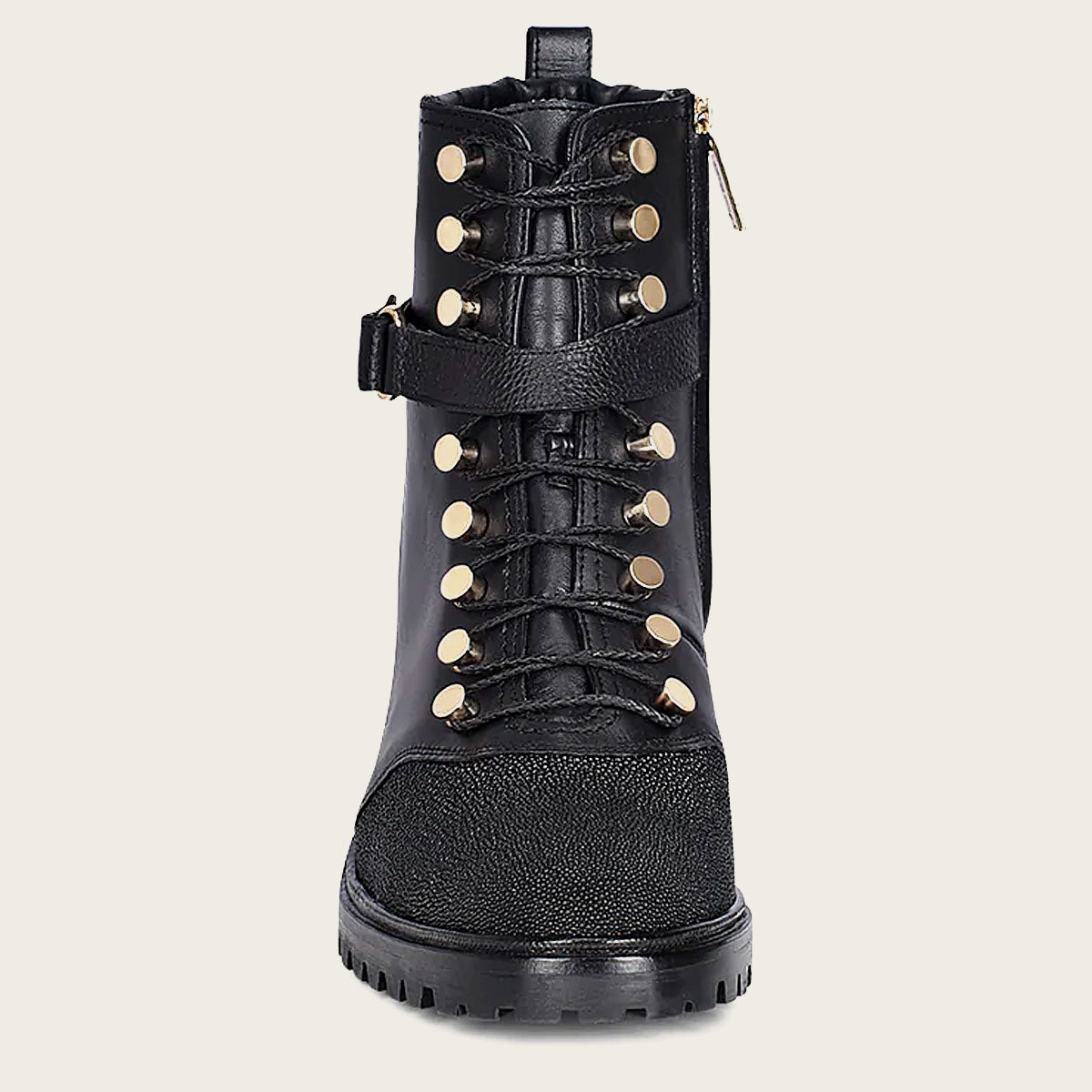 Inca black exotic leather bootie. Elevate your style with these sleek and unique boots. Order now for a bold fashion statement
