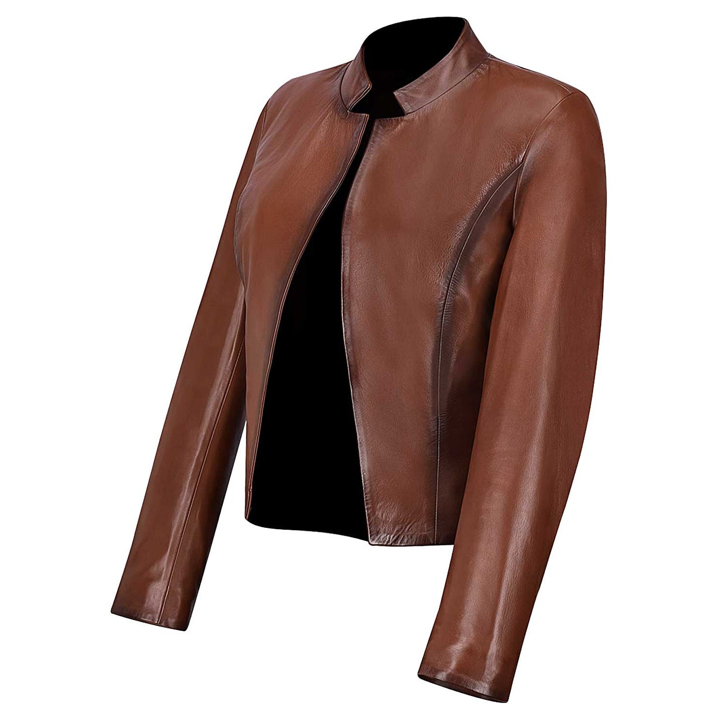 Womens brown leather short jacket