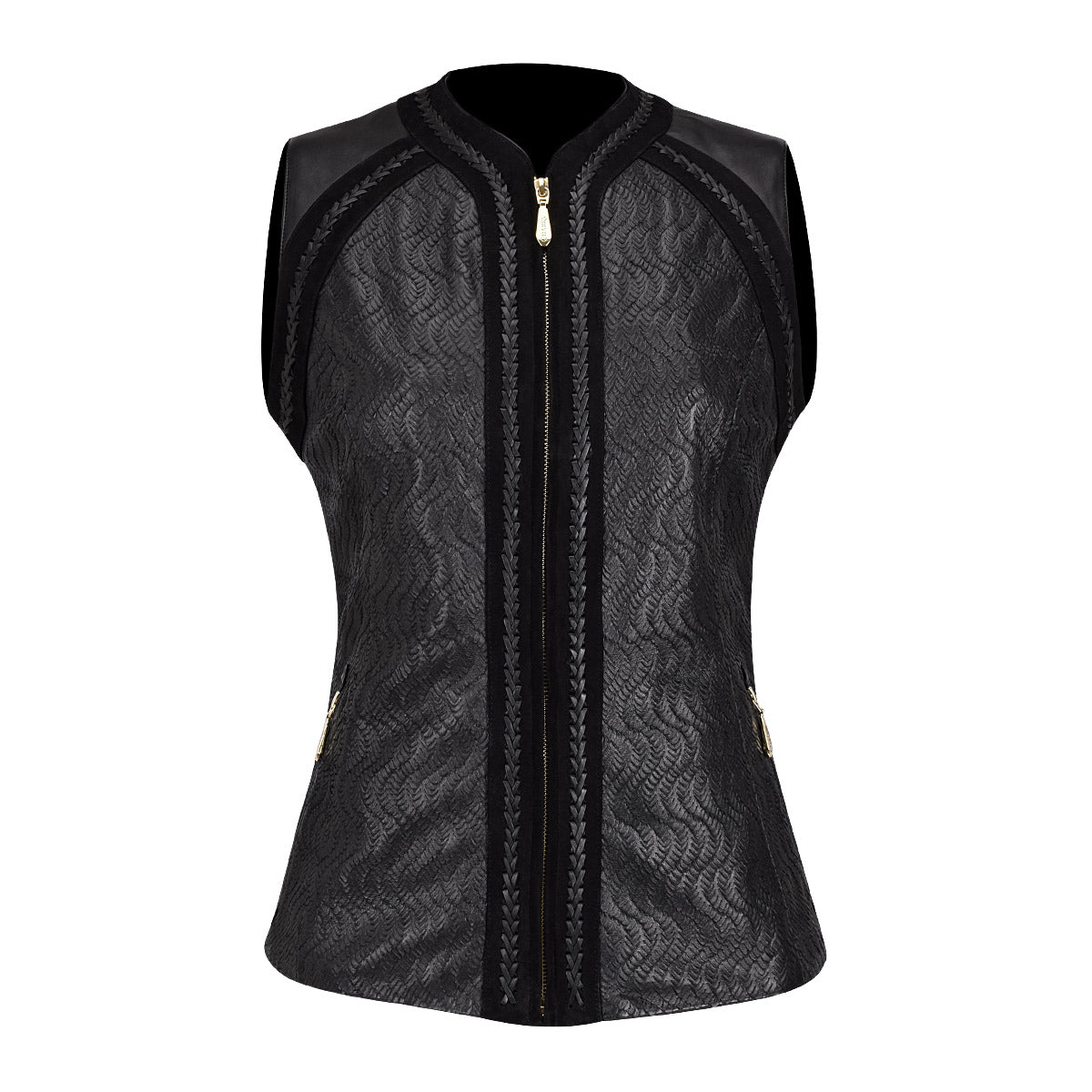 Womens formal black leather vest