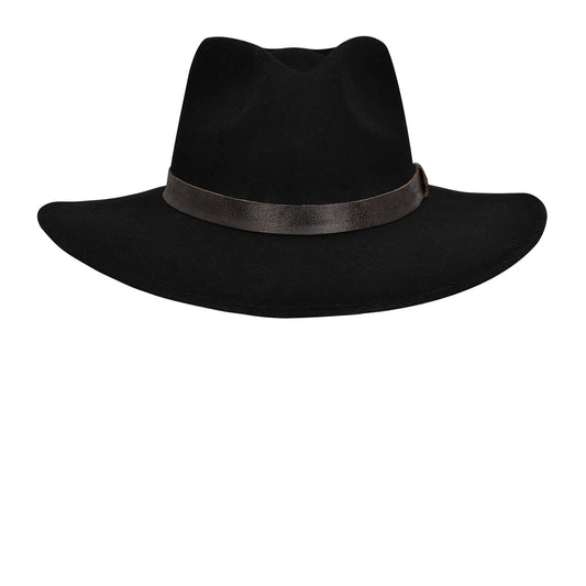 Sombrero Cuadra de lana negra con cintillo de cuero bovino