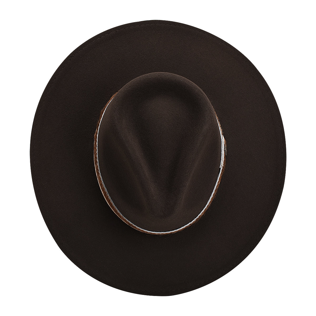 Cuadra brown wool hat with bovine fur leather headband