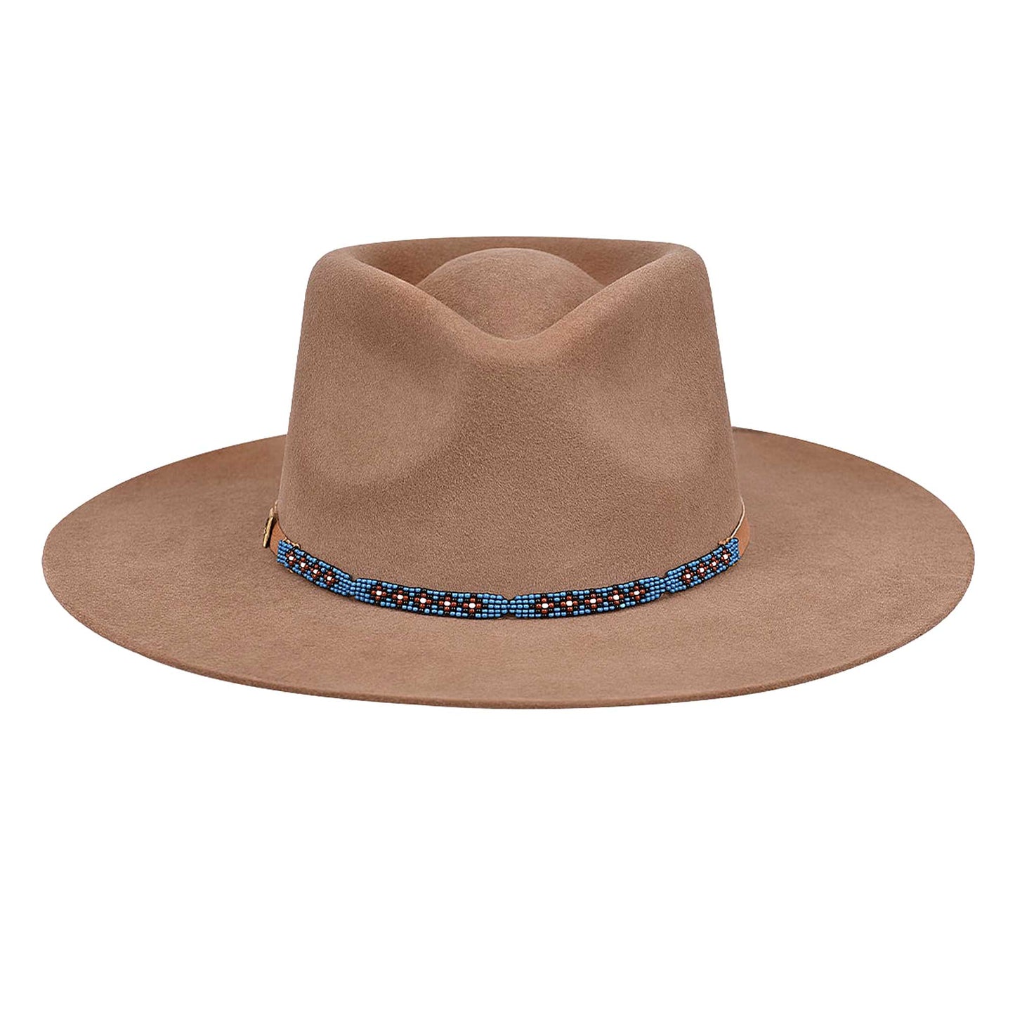 Brown Fur Hat With Beaded Headband