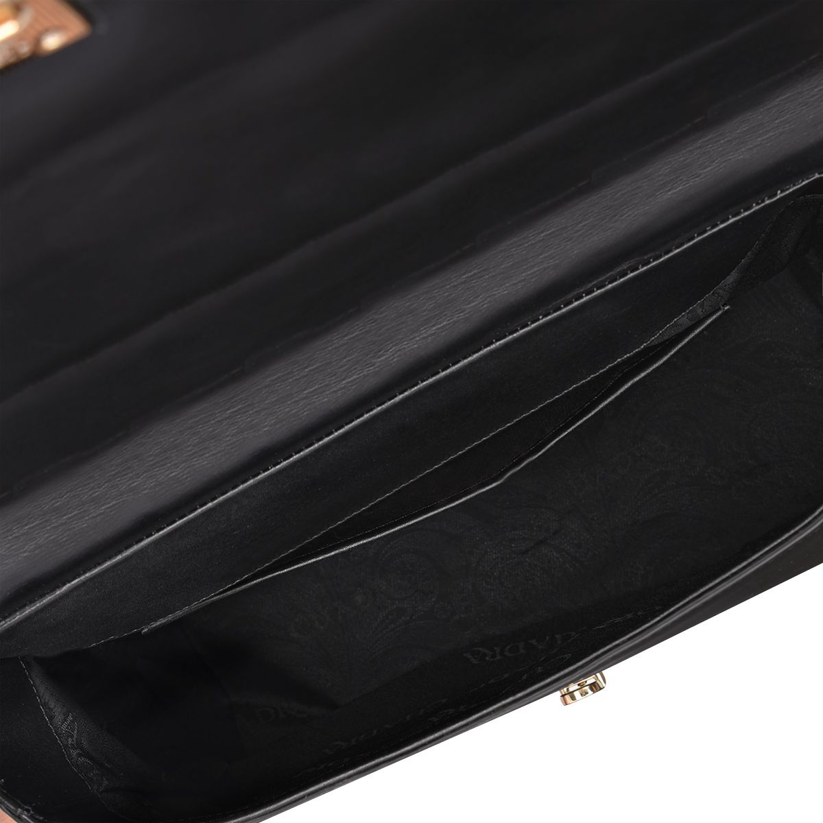 Black genuine exotic leather handbag with chain strap