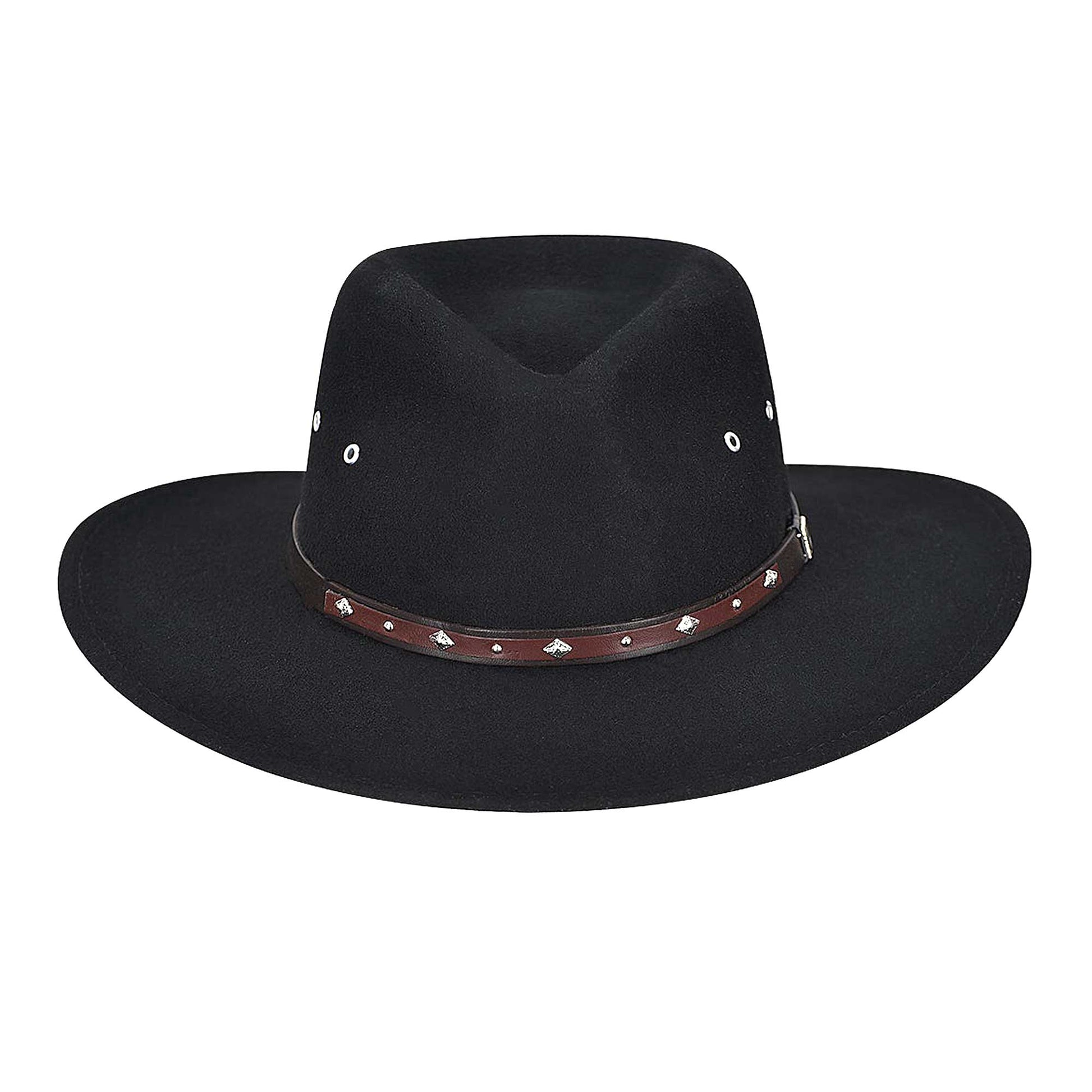 Black wool hat with leather belt
