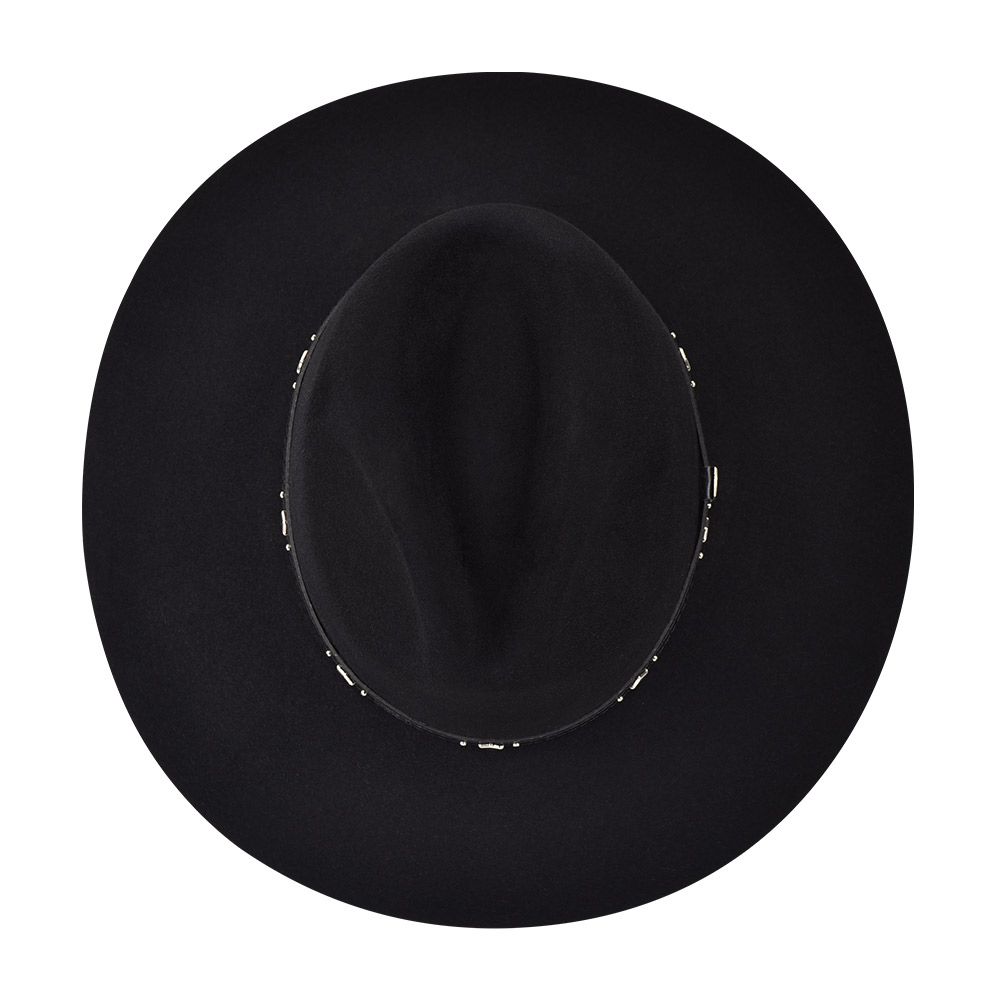 Sombrero estilo safari color negro con cintillo de piel